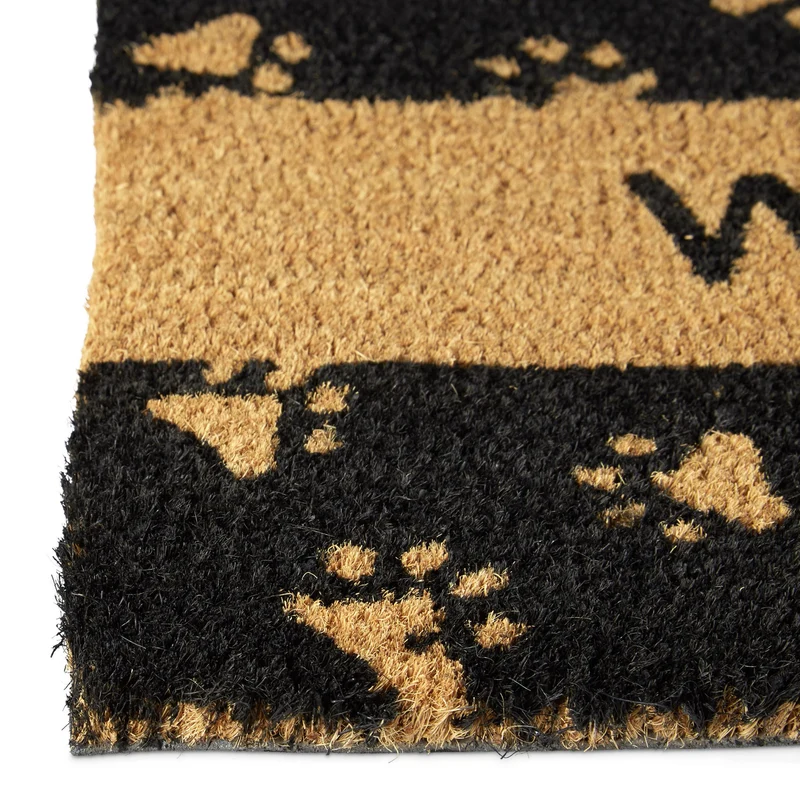 Paillasson en fibres de coco décoratif classique intérieur extérieur 75 x 45 x 1 cm antidérapant en coco marron 13_0003122