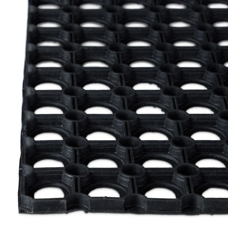 Paillasson en caoutchouc noir extérieur 75 x 45 cm absorption saleté nettoyage facile en caoutchouc noir 13_0003087