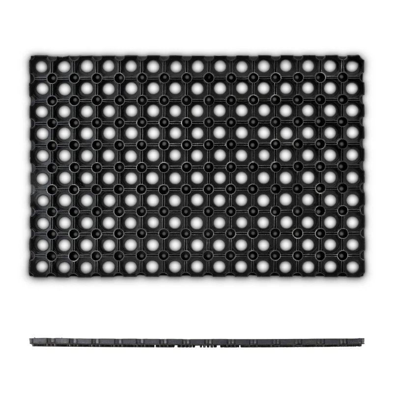 Paillasson en caoutchouc noir extérieur 75 x 45 cm absorption saleté nettoyage facile en caoutchouc noir 13_0003087
