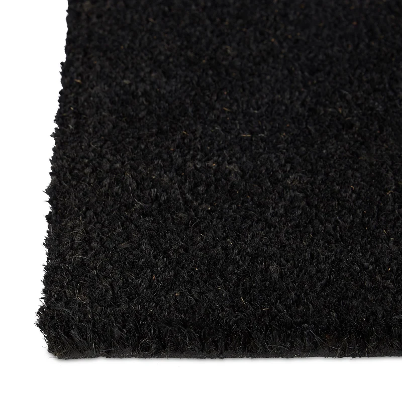 Paillasson d'entrée décoratif en fibre de coco antidérapant 75 x 45 cm pour intérieur extérieur en PVC noir 13_0003193