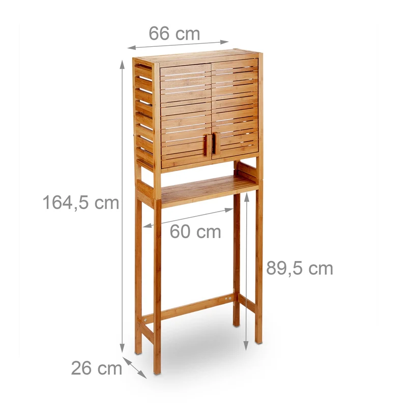 Placard de machine à laver pratique espace de rangement 80 x 40 x 180 cm en bambou naturel 13_0004658