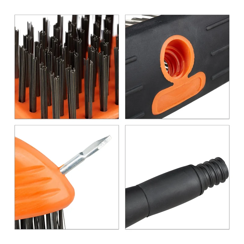 Lot de 2 brosses à joints jardinage 60 x 10 x 5 cm nettoyage efficace angles surfaces en acier noir 13_0004941