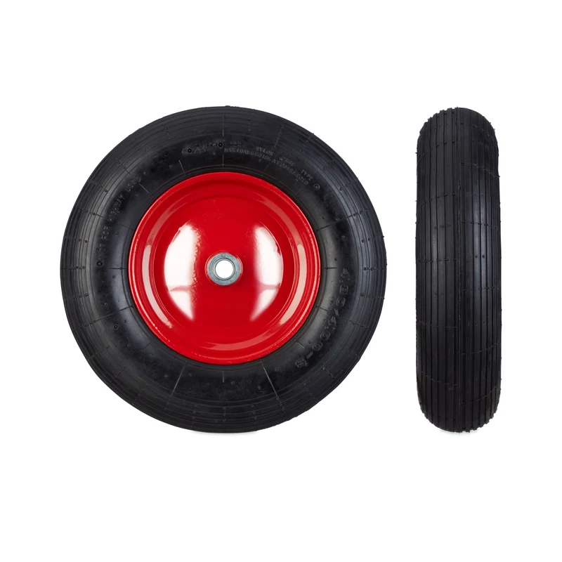 Roue de brouette gonflable 39 x 9 cm capacité 200 kg confort de transport surface profilée en caoutchouc noir 13_0003864