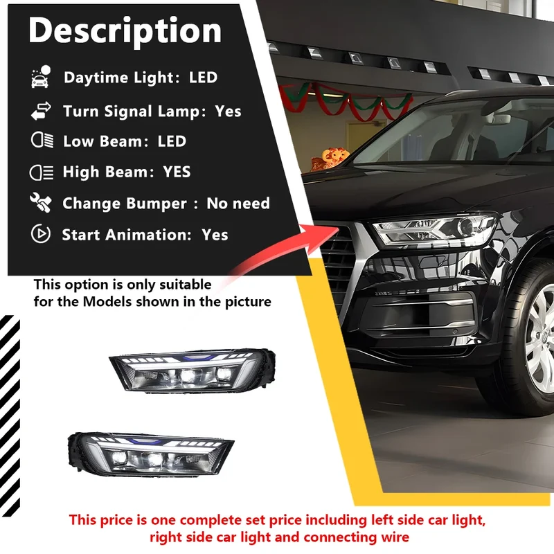 Phares LED Audi Q7 2016-2019 à Projecteur