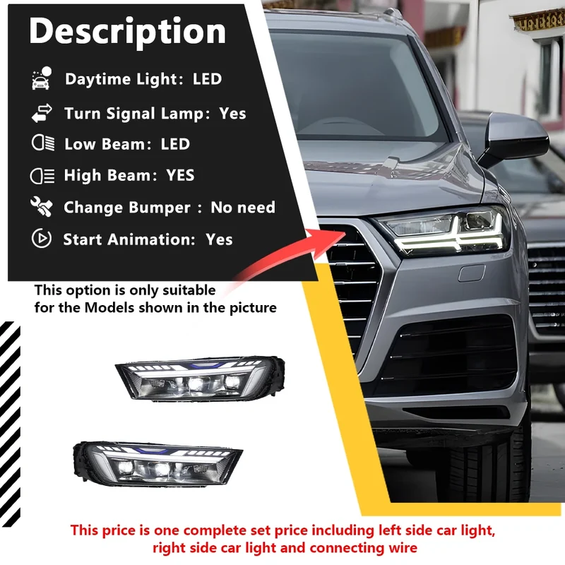 Phares LED Audi Q7 2016-2019 à Projecteur