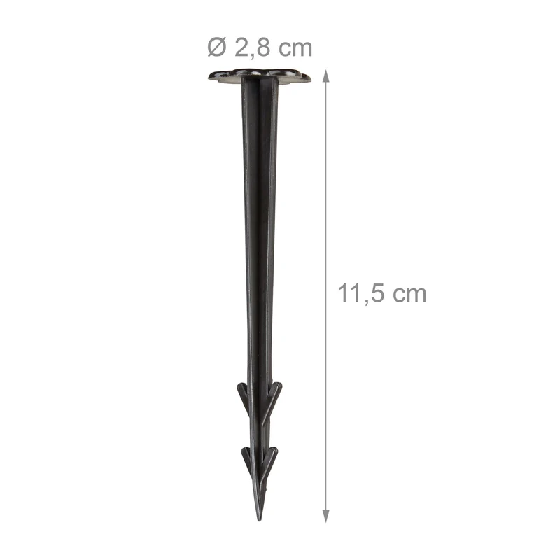 Lot de 100 piquets de fixation au sol jardin camping 11,5 x 2,8 cm en plastique noir 13_0003836