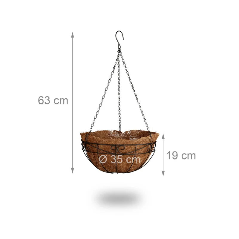 Lot de 3 suspensions pour plantes décoratives jardin 65 x 35 x 35 cm en fer noir 13_0004449