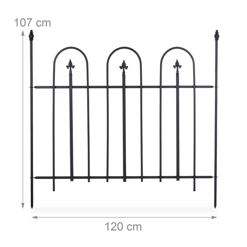 Lot de 4 panneaux de clôture de jardin style rétro vintage 93 x 120 x 3 cm en métal noir 13_0004447
