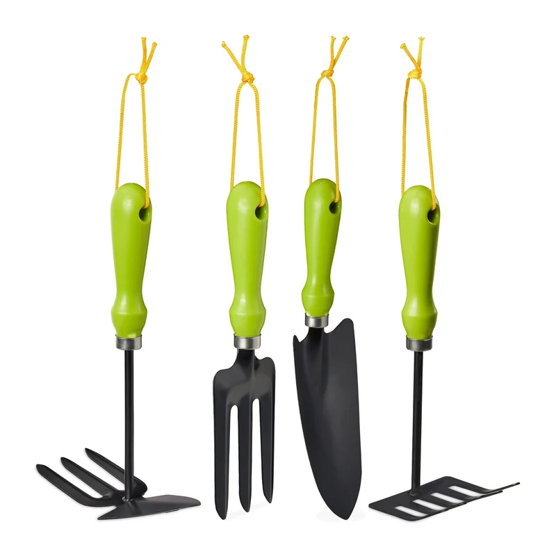 Ensemble d'outils de jardinage 4 pièces ergonomiques pour dépoter désherber 30 x 10 x 5 cm en fer gris 13_0004851