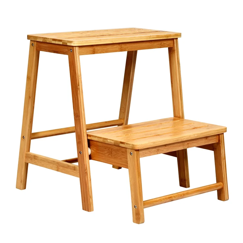 Tabouret pliant marchepied 45 x 51 x 48 cm capacité 100 kg design moderne en bambou naturel 20_0019588