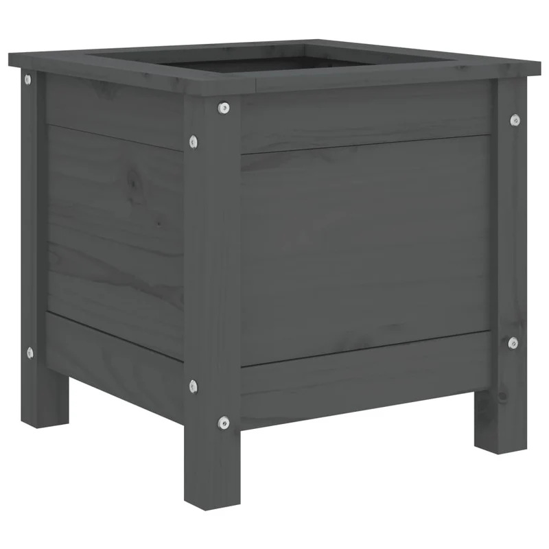 Jardinière bac lit surélevé plantes fleurs terrasse jardin 40 x 40 x 39 cm bois massif de pin gris 02_0037533