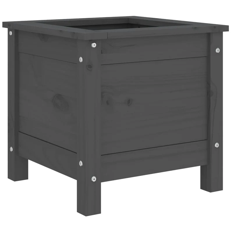 Jardinière bac lit surélevé plantes fleurs terrasse jardin 40 x 40 x 39 cm bois massif de pin gris 02_0037533