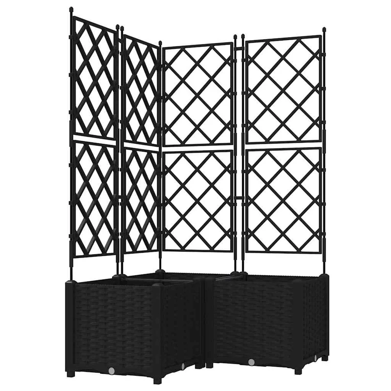 Lot de 3 cache-pots de jardin modernes extérieurs 80 x 80 x 143 cm en acier noir 02_0058539