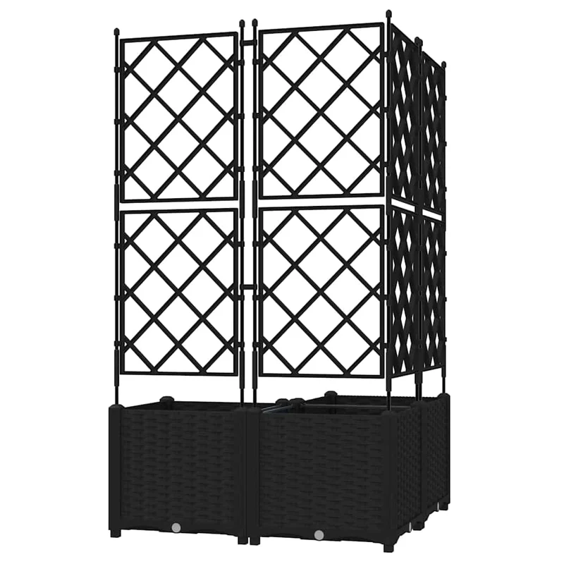 Lot de 3 cache-pots de jardin modernes extérieurs 80 x 80 x 143 cm en acier noir 02_0058539