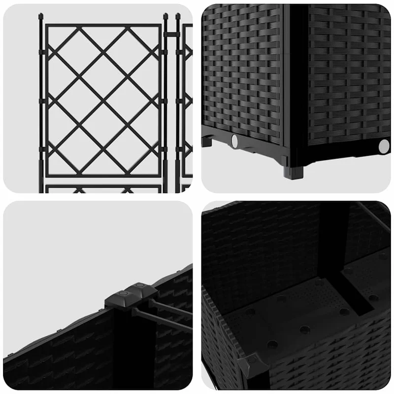 Lot de 3 cache-pots de jardin modernes extérieurs 80 x 80 x 143 cm en acier noir 02_0058539