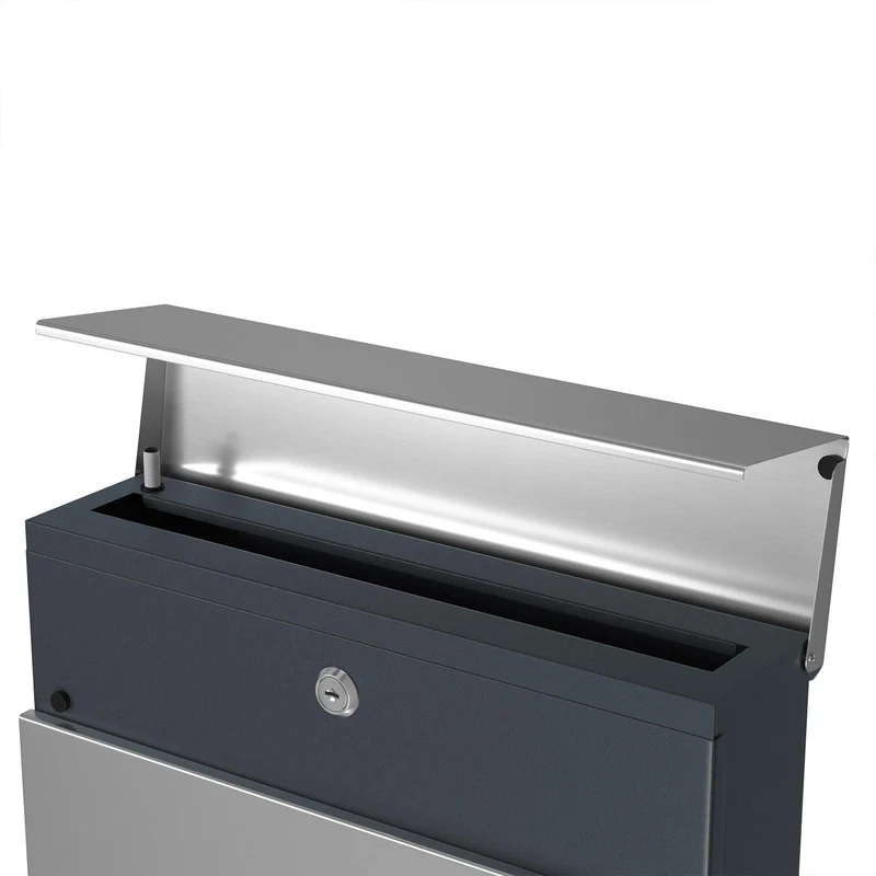 Boîte aux lettres murale avec porte-journaux clés facile à installer design moderne gris anthracite et argenté 12_0001638