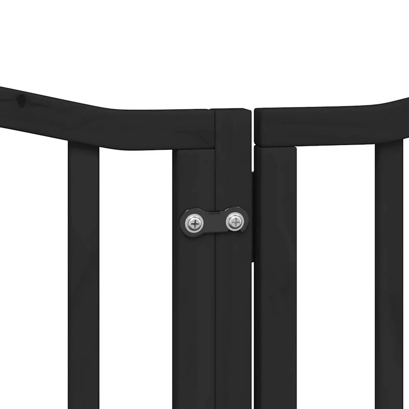 Barrière de sécurité pour chien animaux de compagnie porte pliable 12 panneaux bois peuplier noir 02_0023183