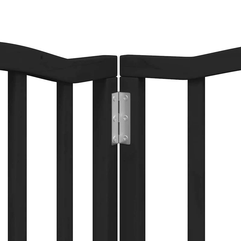 Barrière de sécurité pour chien animaux de compagnie porte pliable 12 panneaux bois peuplier noir 02_0023183
