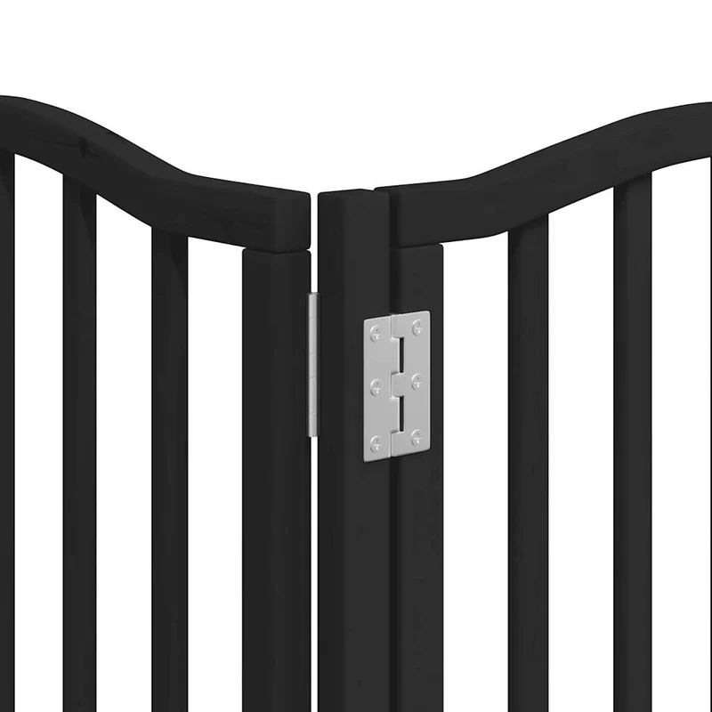 Barrière de sécurité pour chien animaux de compagnie porte pliable 12 panneaux bois peuplier noir 02_0023183