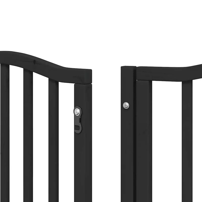 Barrière de sécurité pour chien animaux de compagnie porte pliable 12 panneaux bois peuplier noir 02_0023183