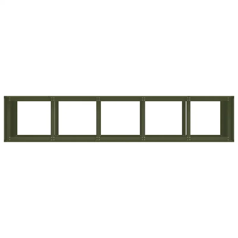 Jardinière moderne extérieure 200 x 40 x 80 cm profonde avec fond ouvert en acier laminé à froid vert olive 02_0051514