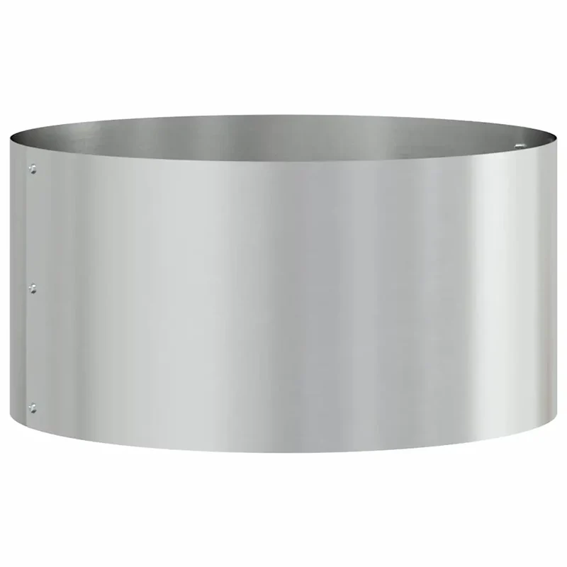 Lot de 5 anneaux de jardinière ronds modernes extérieur 40 x 40 x 20 cm en acier galvanisé argenté 02_0052253
