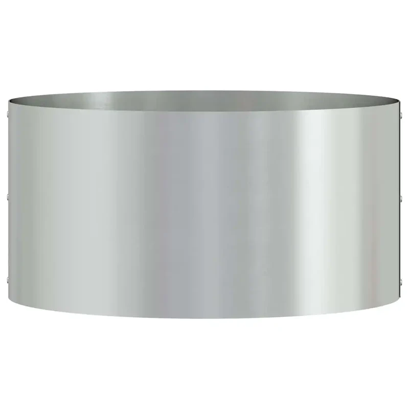 Lot de 5 anneaux de jardinière ronds modernes extérieur 40 x 40 x 20 cm en acier galvanisé argenté 02_0052253