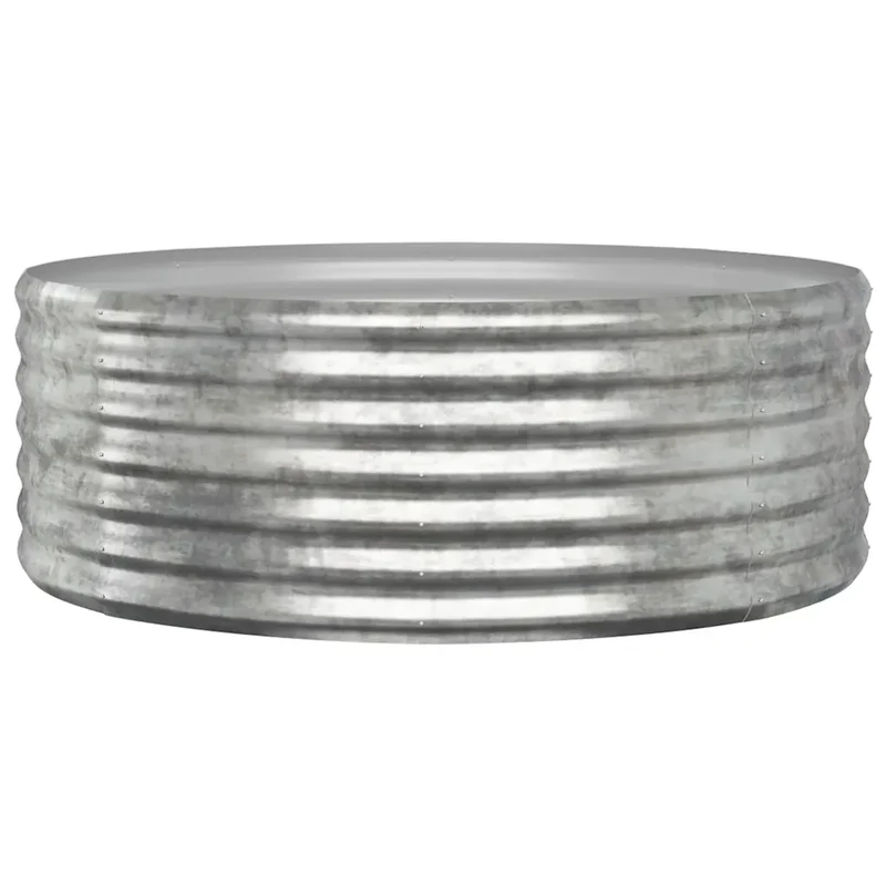 Lit surélevé de jardin ronde extérieur 100 x 100 x 36 cm finition thermolaquée en acier galvanisé argenté 02_0046575