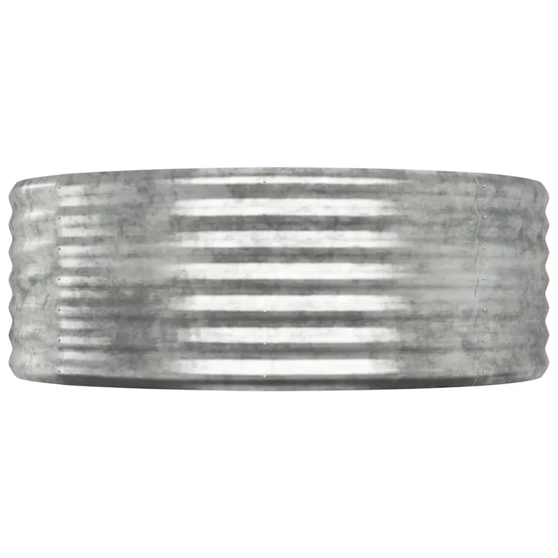 Lit surélevé de jardin ronde extérieur 100 x 100 x 36 cm finition thermolaquée en acier galvanisé argenté 02_0046575