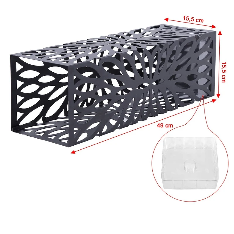 Porte parapluies en métal carré avec un plateau et crochet 49 cm noir 3512026
