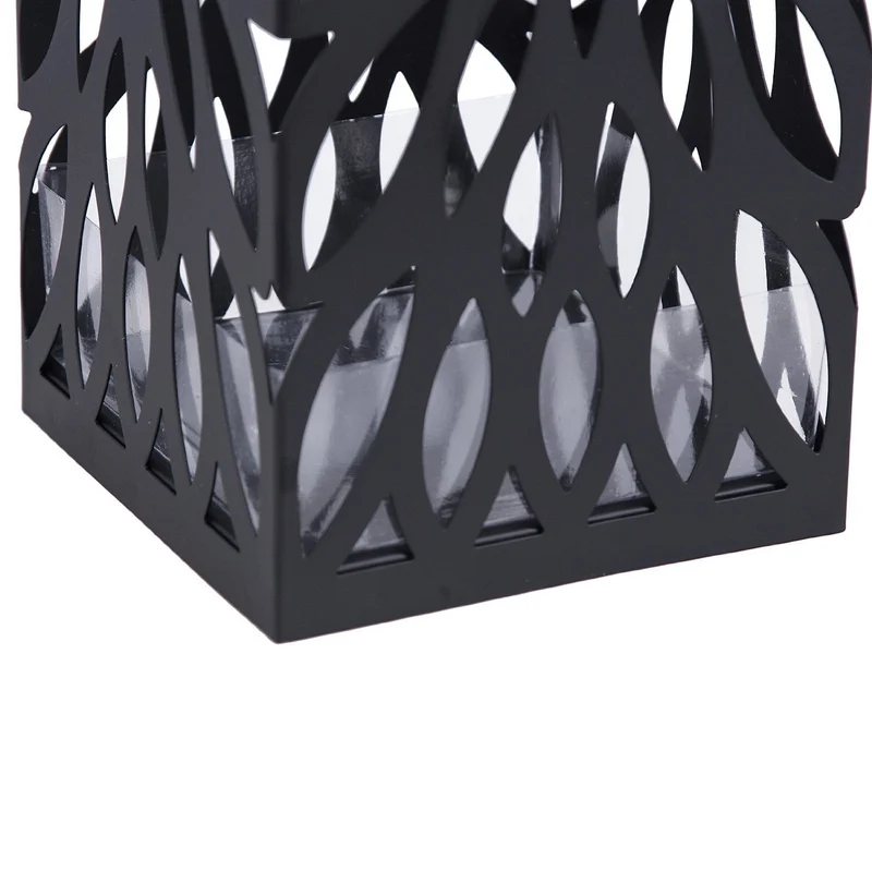 Porte parapluies en métal carré avec un plateau et crochet 49 cm noir 3512026