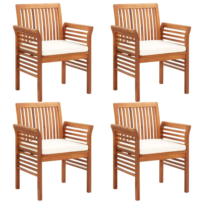 Mobilier à dîner d'extérieur 5 pièces et coussins acacia solide 02_0014657