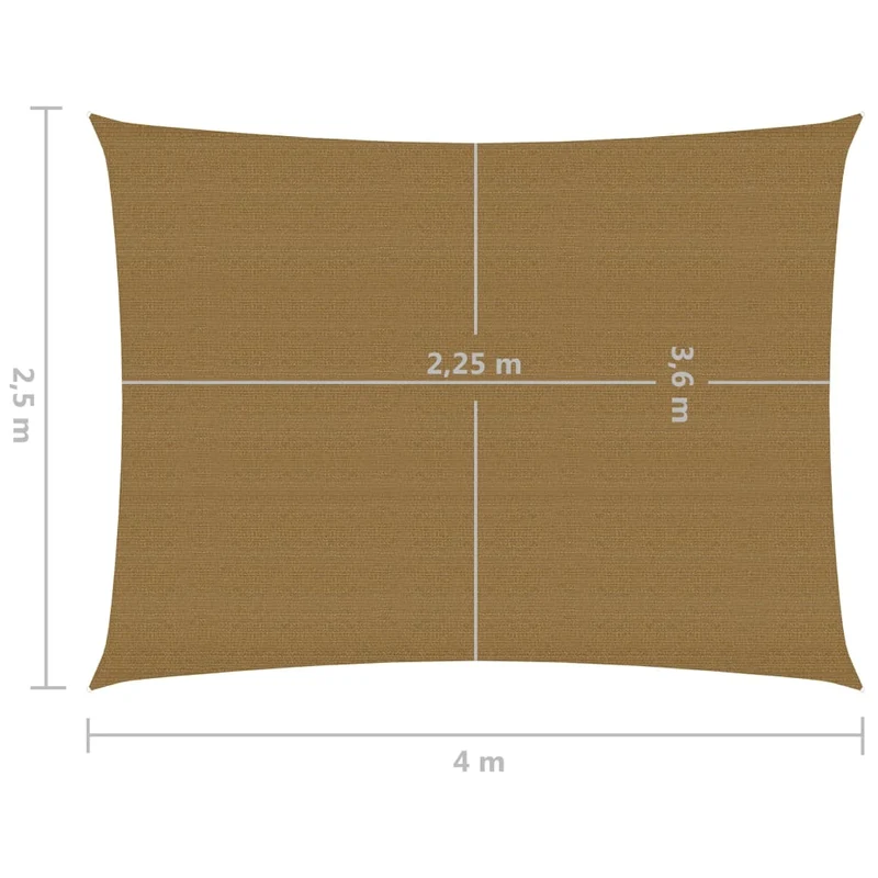 Voile toile d'ombrage parasol 160 g/m² taupe 2,5 x 4 m PEHD 02_0009298
