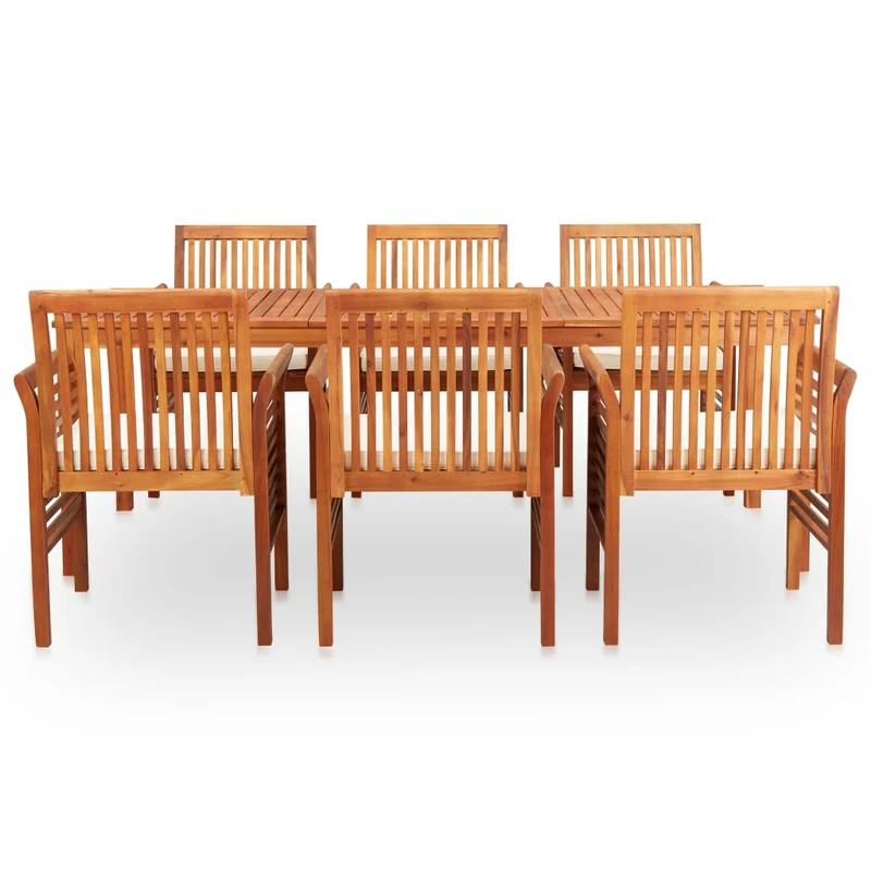 Mobilier à dîner d'extérieur 7 pièces et coussins acacia solide 02_0014679