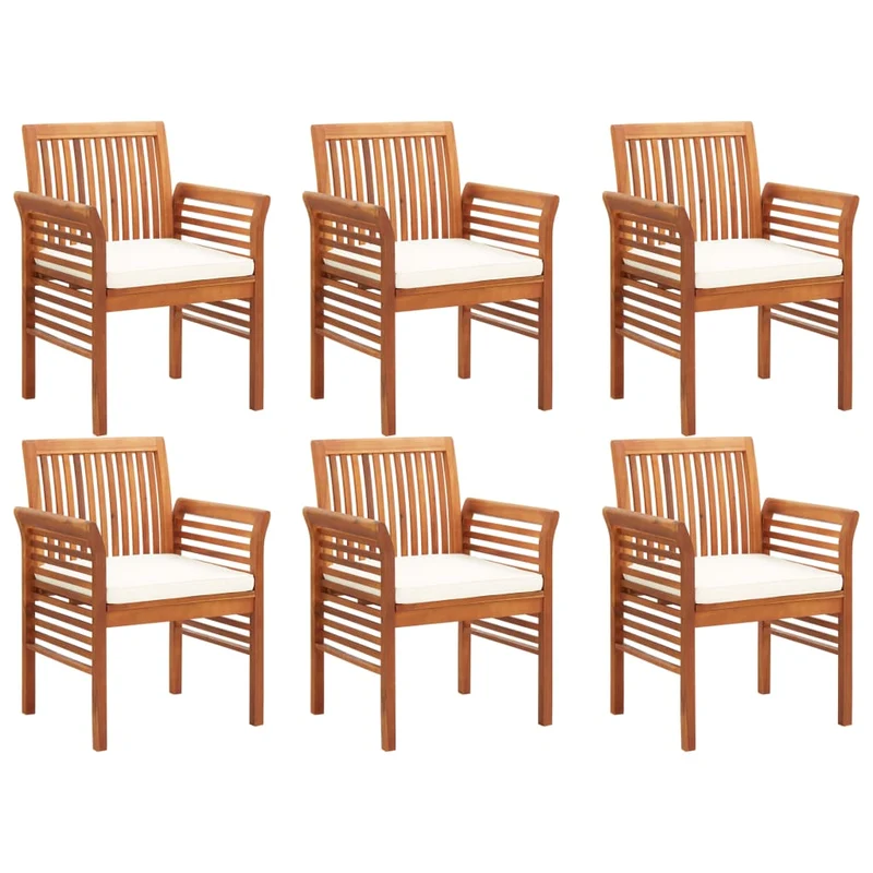 Mobilier à dîner d'extérieur 7 pièces et coussins acacia solide 02_0014679