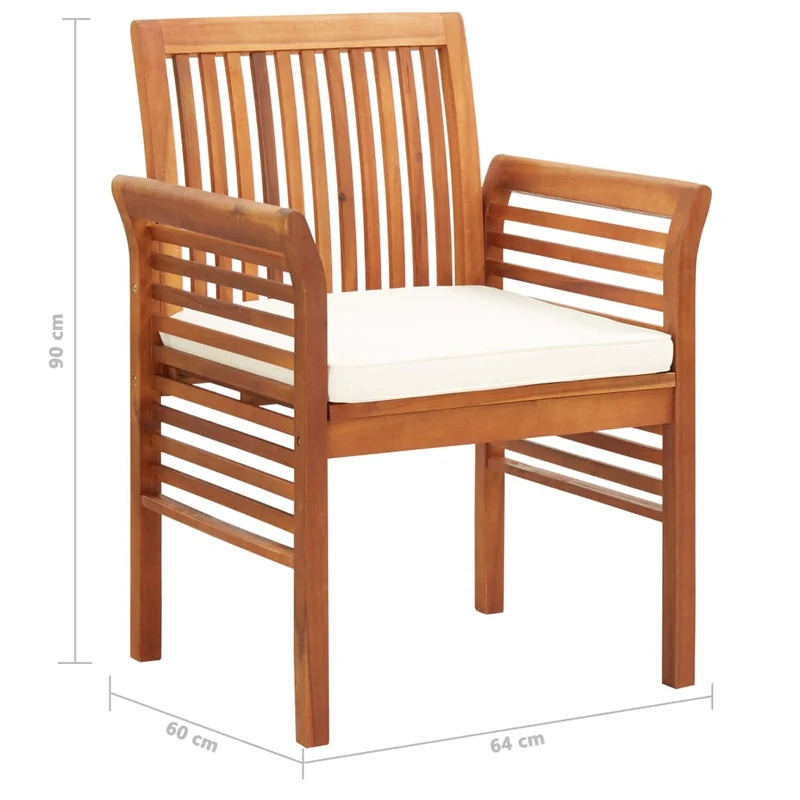 Mobilier à dîner d'extérieur 7 pièces et coussins acacia solide 02_0014679