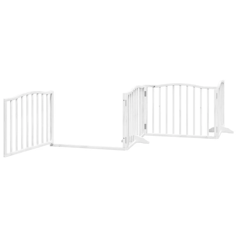 Barrière de sécurité pour chien animaux de compagnie porte pliable 10 panneaux bois de peuplier blanc 02_0023109