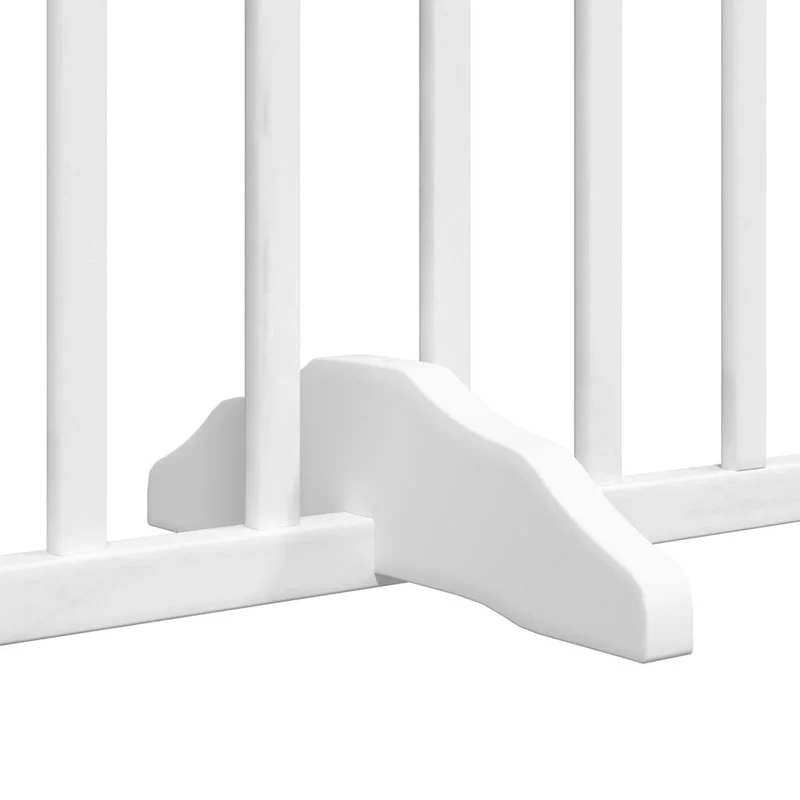 Barrière de sécurité pour chien animaux de compagnie porte pliable 10 panneaux bois de peuplier blanc 02_0023109