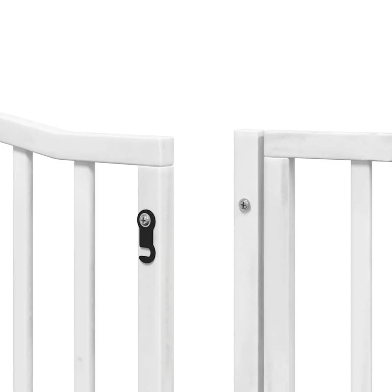 Barrière de sécurité pour chien animaux de compagnie porte pliable 10 panneaux bois de peuplier blanc 02_0023109