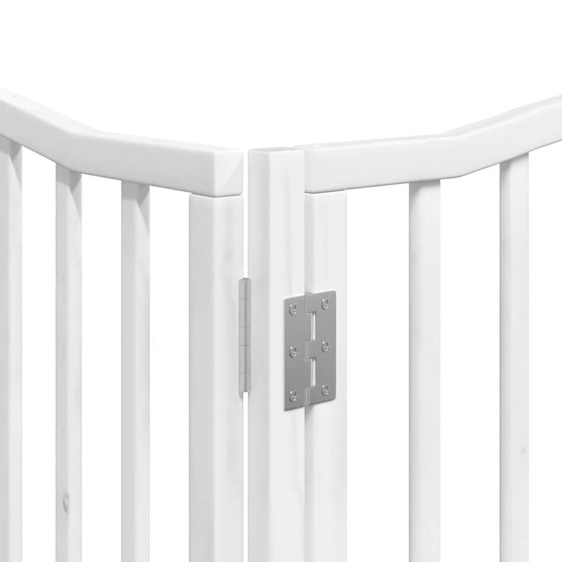 Barrière de sécurité pour chien animaux de compagnie porte pliable 10 panneaux bois de peuplier blanc 02_0023109