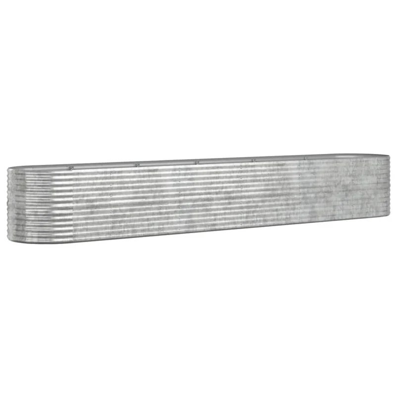 Jardinière bac lit surélevé plantes fleurs terrasse jardin de jardin acier enduit de poudre argenté Argent 02_0039705