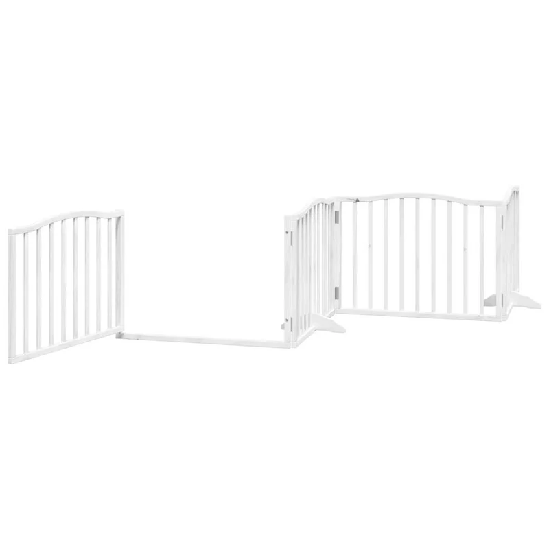Barrière de sécurité pour chien animaux de compagnie porte pliable 12 panneaux bois de peuplier blanc 02_0023151