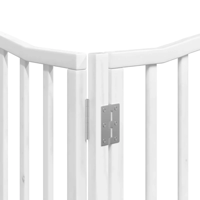 Barrière de sécurité pour chien animaux de compagnie porte pliable 12 panneaux bois de peuplier blanc 02_0023151