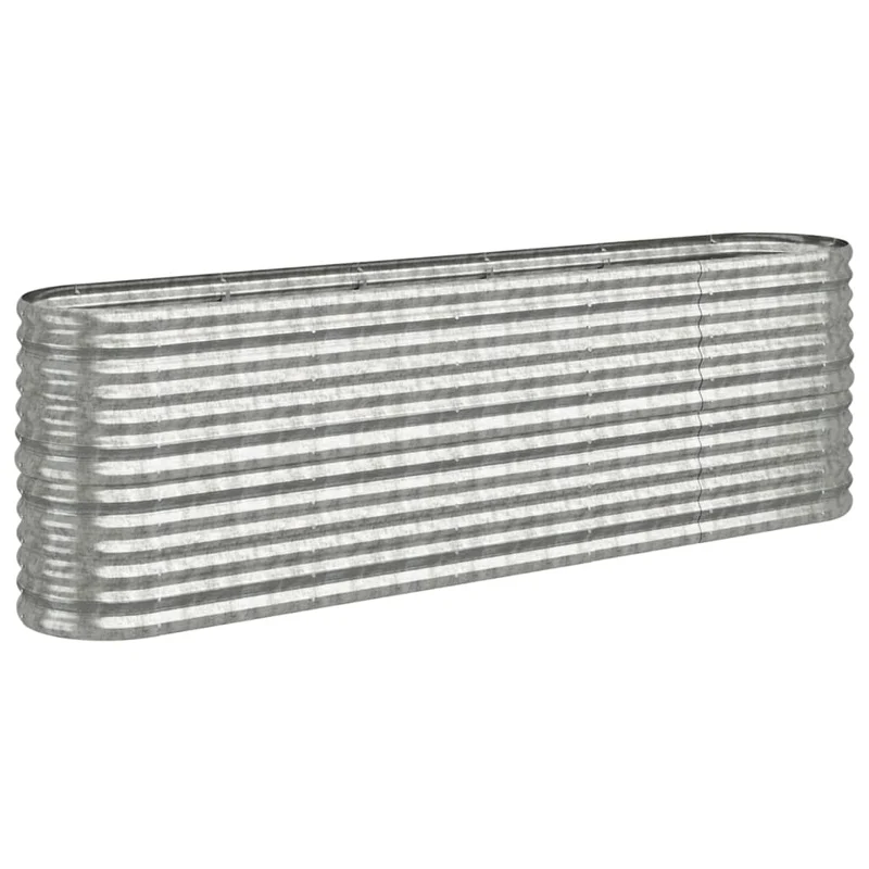 Jardinière bac lit surélevé plantes fleurs terrasse jardin de jardin acier enduit de poudre argenté Argent 02_0039708