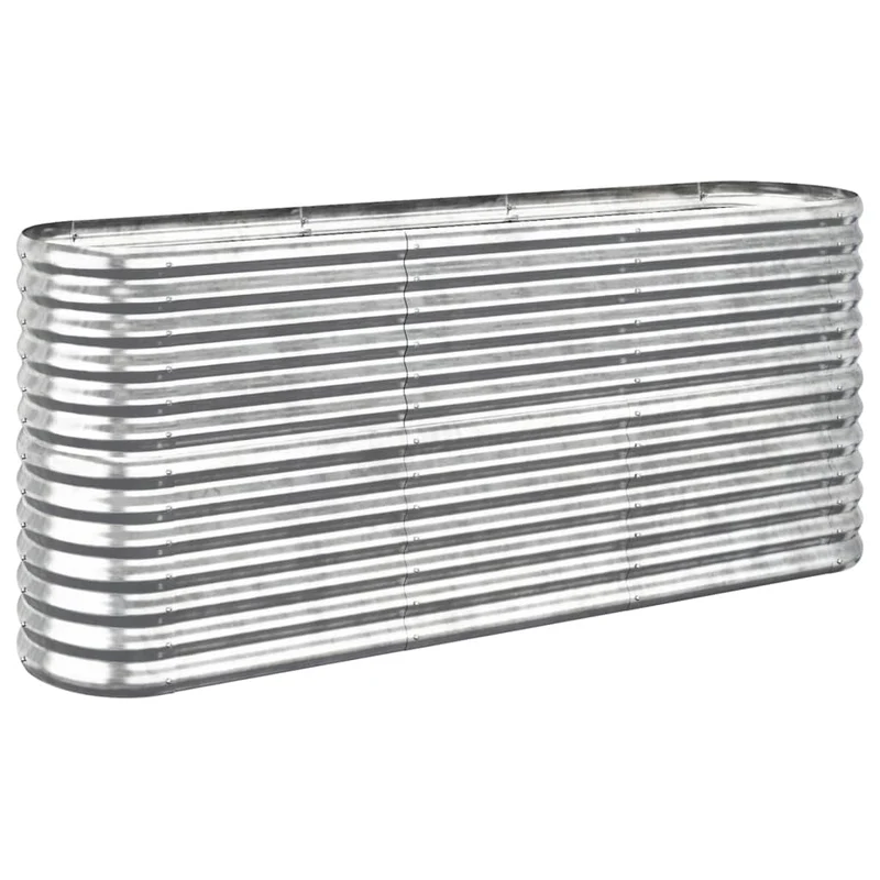 Jardinière bac lit surélevé plantes fleurs terrasse jardin de jardin acier enduit de poudre argenté Argent 02_0039690
