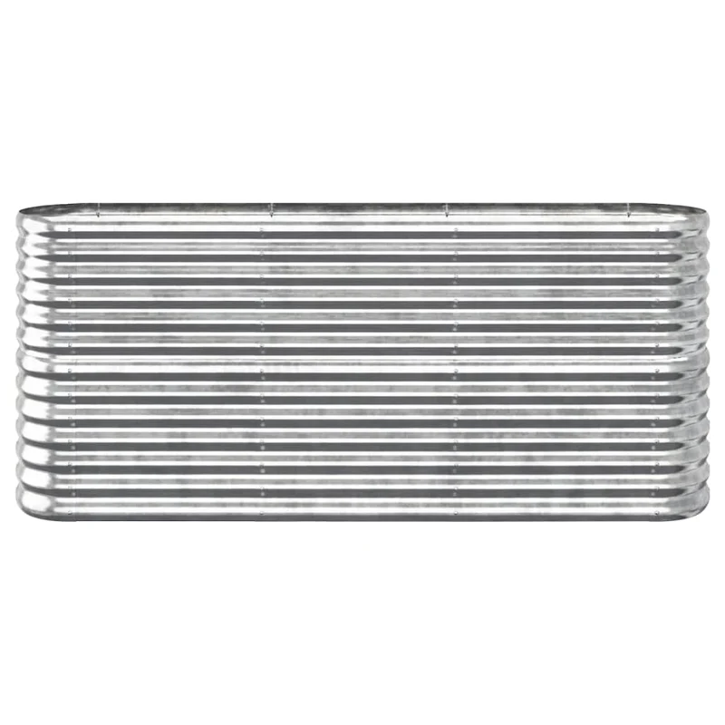 Jardinière bac lit surélevé plantes fleurs terrasse jardin de jardin acier enduit de poudre argenté Argent 02_0039690