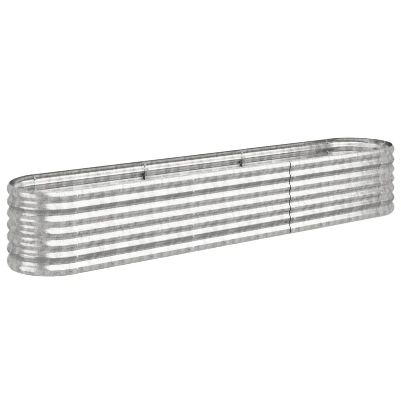 Jardinière bac lit surélevé plantes fleurs terrasse jardin de jardin acier enduit de poudre argenté Argent 02_0039706