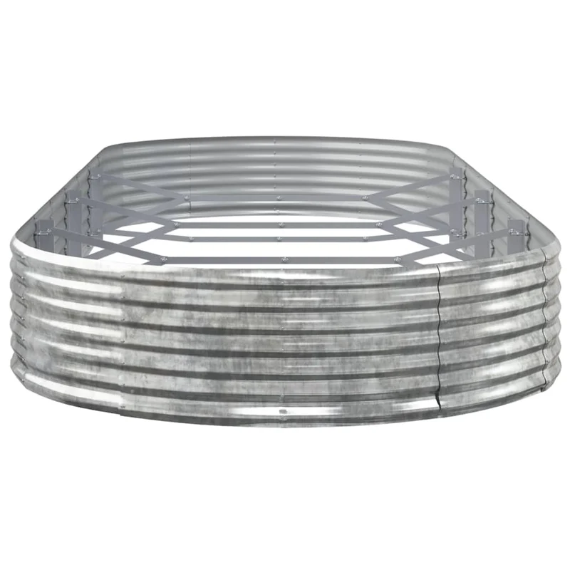 Jardinière bac lit surélevé plantes fleurs terrasse jardin de jardin acier enduit de poudre argenté Argent 02_0039721
