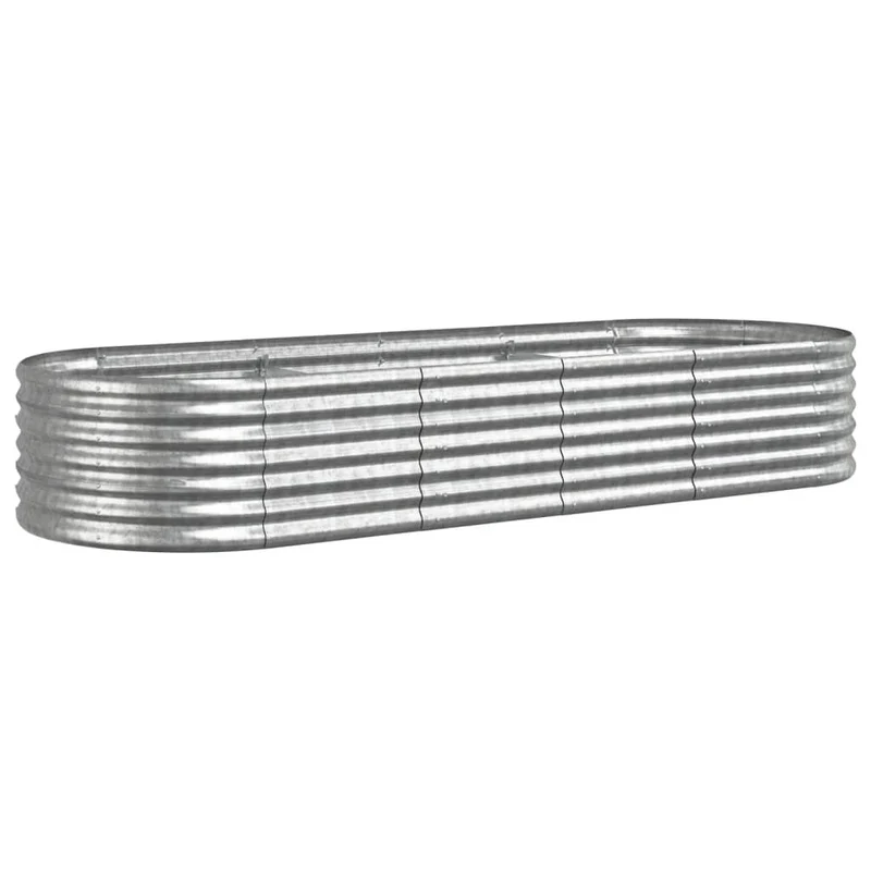 Jardinière bac lit surélevé plantes fleurs terrasse jardin de jardin acier enduit de poudre argenté Argent 02_0039715