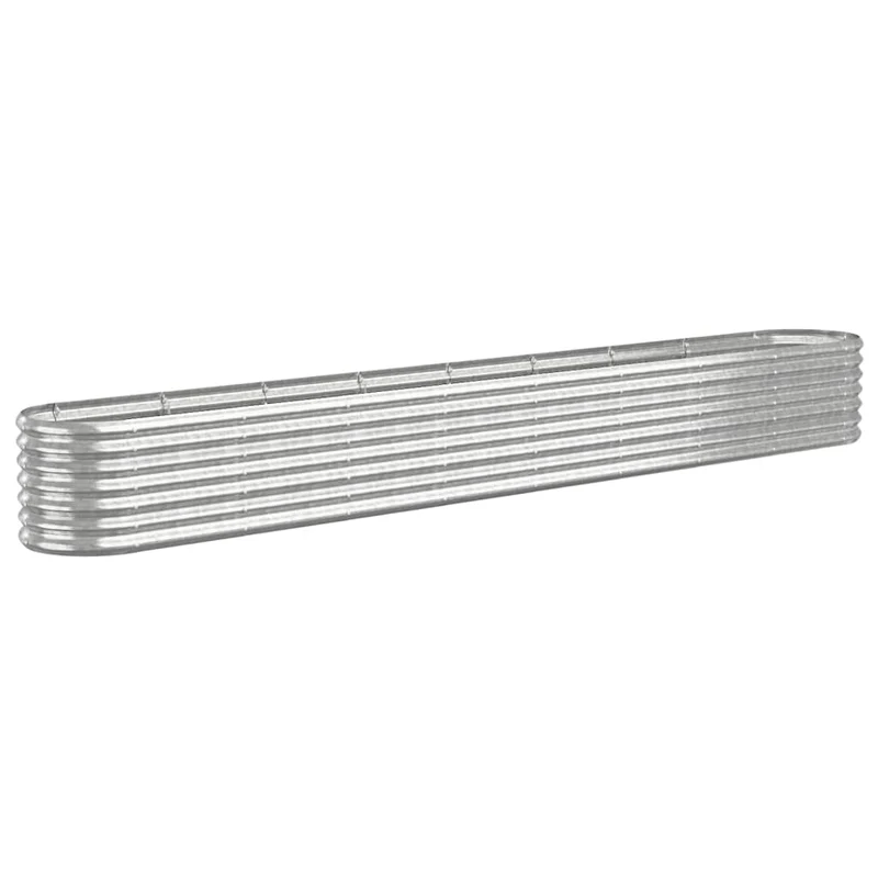 Jardinière bac lit surélevé plantes fleurs terrasse jardin de jardin acier enduit de poudre argenté Argent 02_0039714